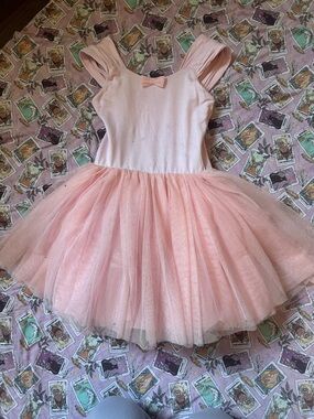 Girls Pink Tulle Ballet Dress Costume with Bow